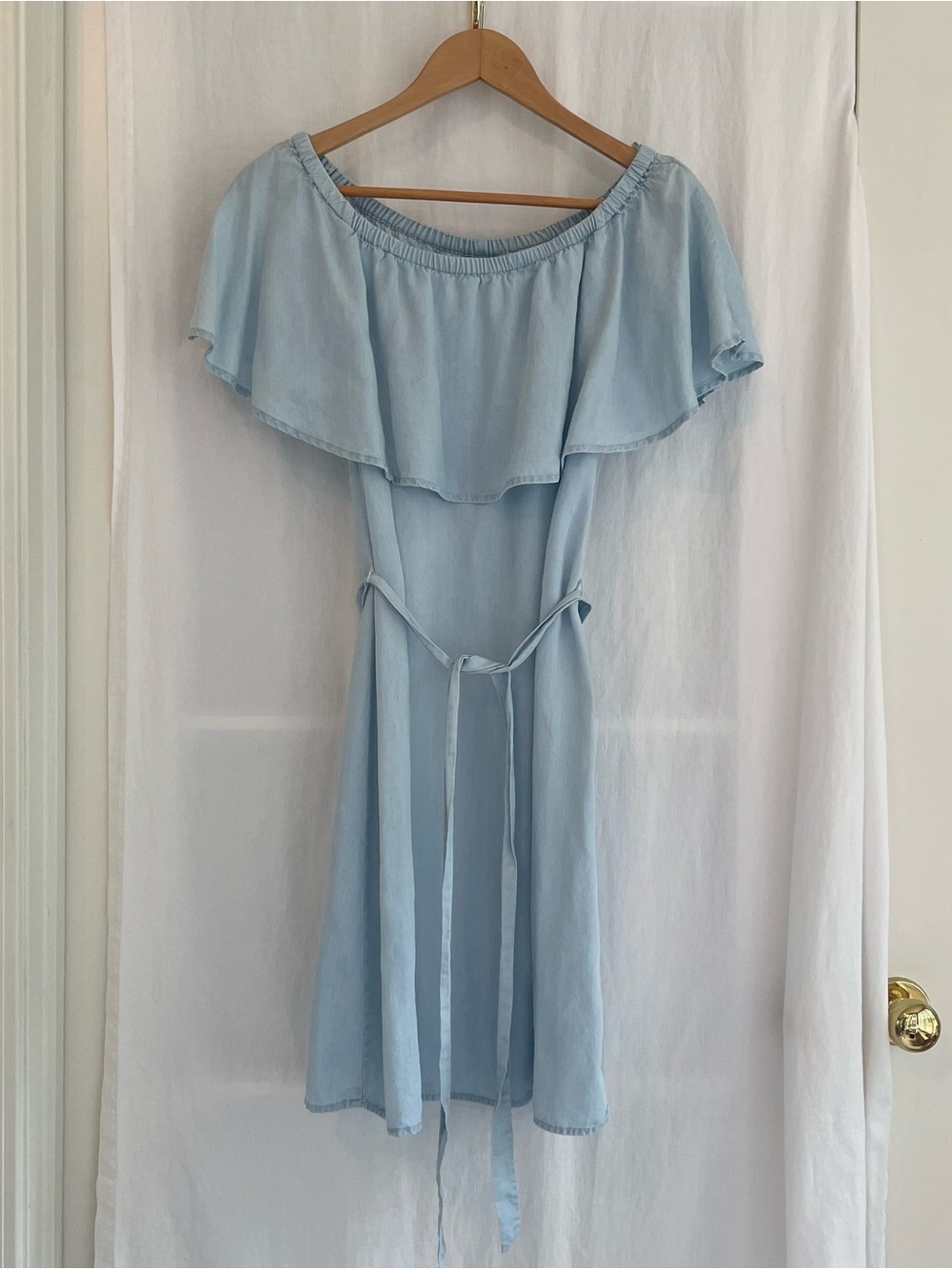 Old Navy Light Blue Off-the-Shoulder Ruffle Dress
